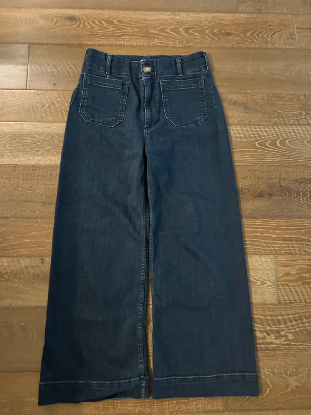 High-Waist Wide-Leg Colette Crop in Dark Indigo - Picture 2 of 7